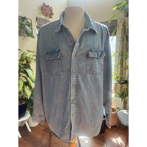 LEVIS Two Horse Brand Denim Jean Long Sleeve Button Up Mens XXXL 100% Cotton - Picture 8 of 9
